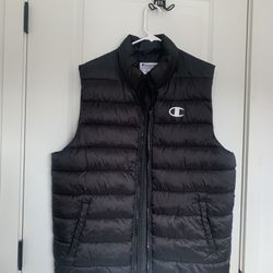 Black And Olive Green Champion Puffer Vests 