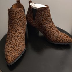 Vegan Leopard Ankle Boots