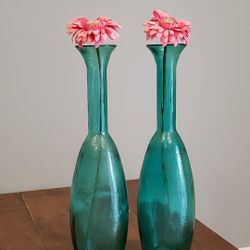 Crystal Blue Glass Vases