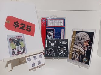 Oakland Raiders/LV Raiders Lot Jim Otto Auto & Max Crosby Card, Tim Brown Standee 