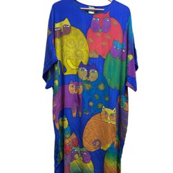 VTG Sensual Silk By Caribbean Club All Over 100% Silk Tunic Dress Whimsical