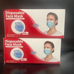 3-Ply Disposable Face Mask Non Medical Surgical Earloop Mouth Blue 100 Total