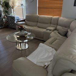 Leather sectional with 2 recliners