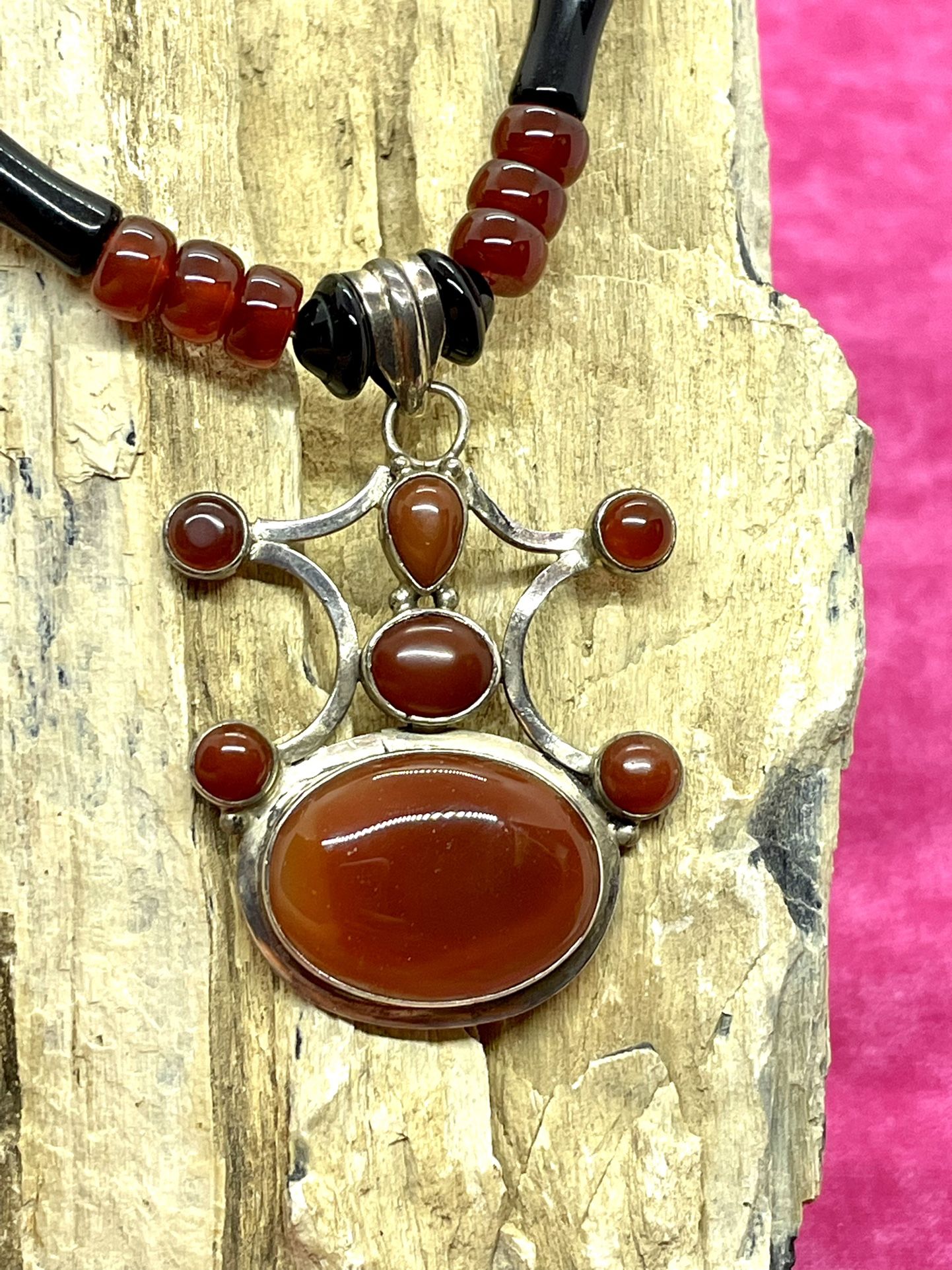 Sterling Carnelian Necklace 20"