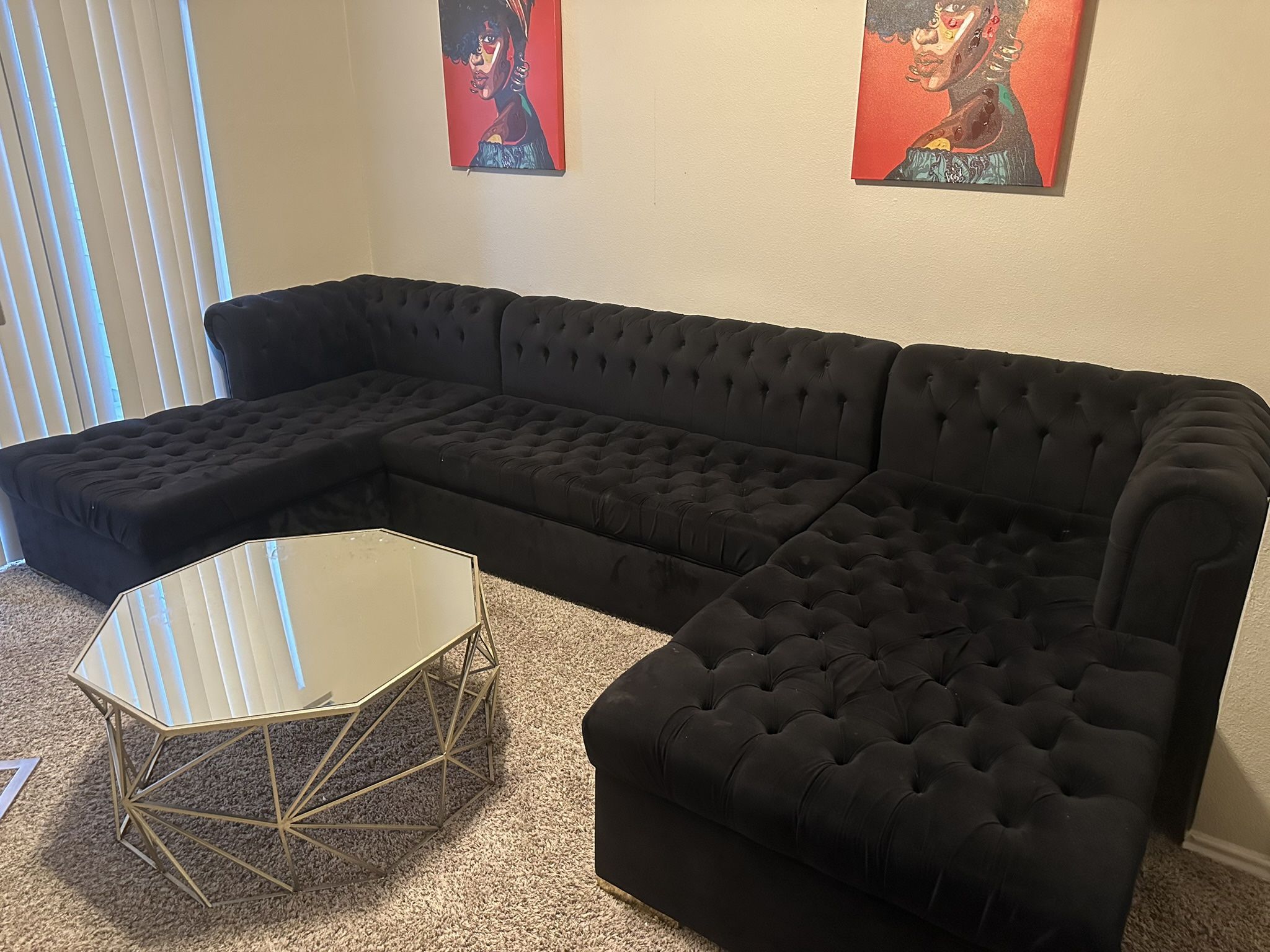 Black Tuffed Sectional