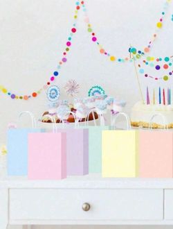 24 Pcs Macaron Pastel Color Paper Gift Bags, Party Favor Bags