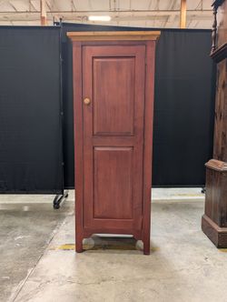 Ethan Allen Solid Wood Tall Pantry Cabinet Colonial Red Finish