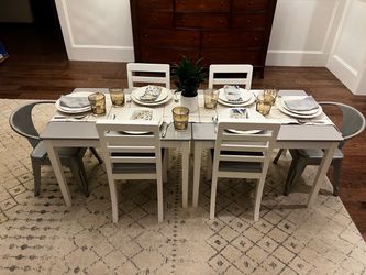 Versatile Kids’ (not toddler size) Table & Chair Set | 2 Tables + 6 Chairs | Homework • Crafts • Dining