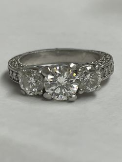 3.5ctw Natural Platinum G/VS2 Diamond Engagement Ring 