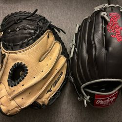 Baseball Glove And Catchers Mitt