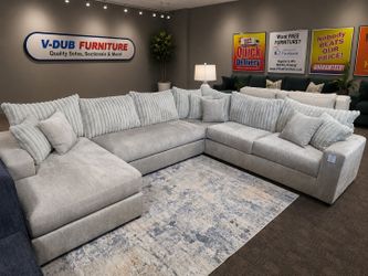 Two toned, light gray ULTRA COMFY sectional