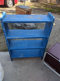 Wooden Rustic Blue Bookcase