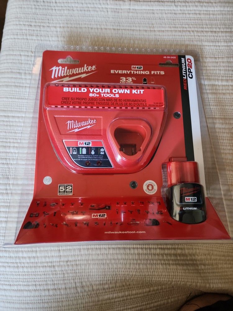 Milwaukee M12 RED LITHIUM Cp2.0 Battery With Charger.