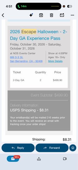 2x 2-Day GA Escape Halloween tickets