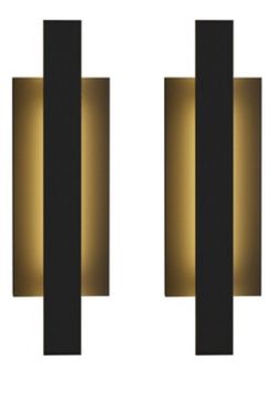 LamQee outdoor wall sconces, matte black finish, with integrated LED for fixed installation.