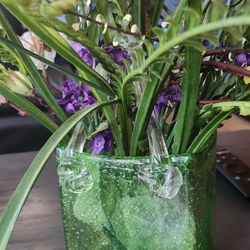Vintage Green Glass Purse Vase