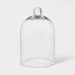 (4) 8.8” x 5.4” Glass Cloche Pillar Candle Holders Clear 