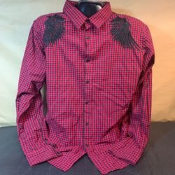 Men’s (MO7 )-Most Official Seven Red Checkered Long Sleeve Shirt Size-2XL