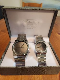 BRAND NEW Antonino Collection His & Hers Set Silvertone Watches W/ Black Dials $40 OBO (SE San Diego)