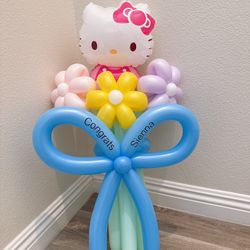 Balloon Flower Bouquet With Hello kitty 💜