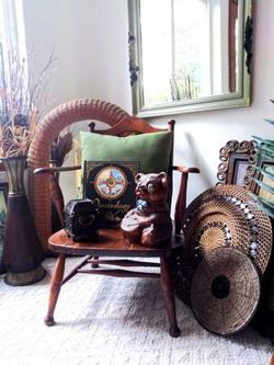 1930s Bear + Wonderful Mirrors & Framed Art Wall Decor + Pair & Set: Pegged Wood Wicker Ornate Gold Silver Blue Pierced Iron Silver Blue Steel $3up ⬇️