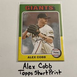Alex Cobb San Francisco Giants Pitcher Topps Short Print Card. 
