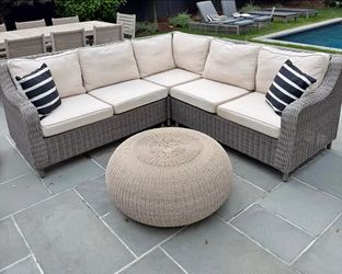 Pier 1 gray wicker, 3 piece sectional sofa