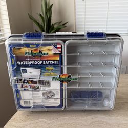 Flambeau Outdoors 4000WPNC Waterproof Satchel 4000, Portable Waterproof Tackle Box with Trays, Gray/Clear (18.71" L x 13.58" W x 7.58" D)