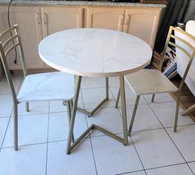 Marble Look and Gold Accent Bistro Dining Set for 2
