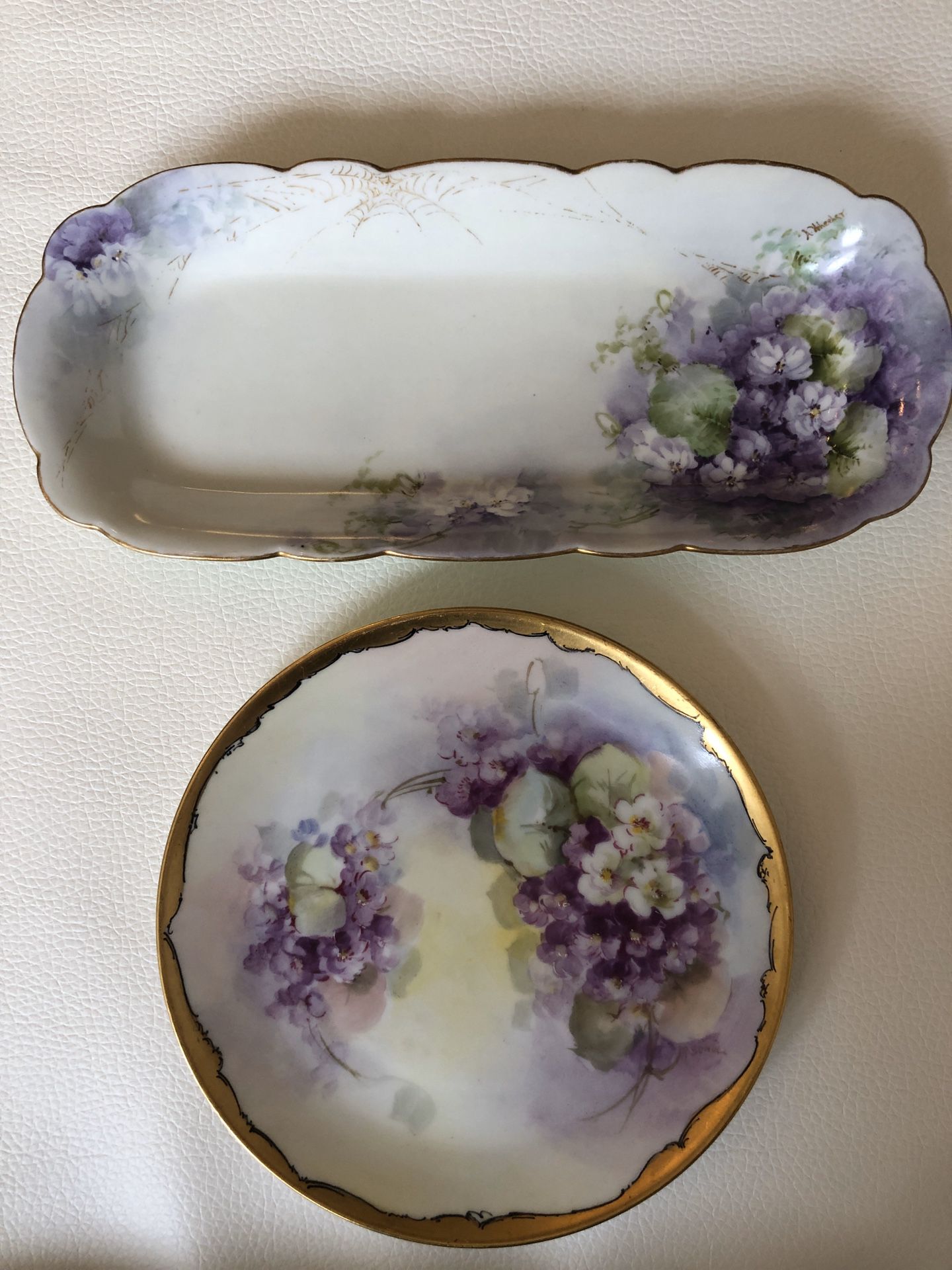 Antique Violets Dishes, Limoges-Austria