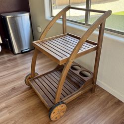 2-Tier Rolling Trolley Bar Cart Plant Stand
