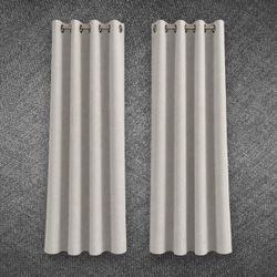 Light Gray Blackout Curtain Panel 96 Inch Textured Grommet