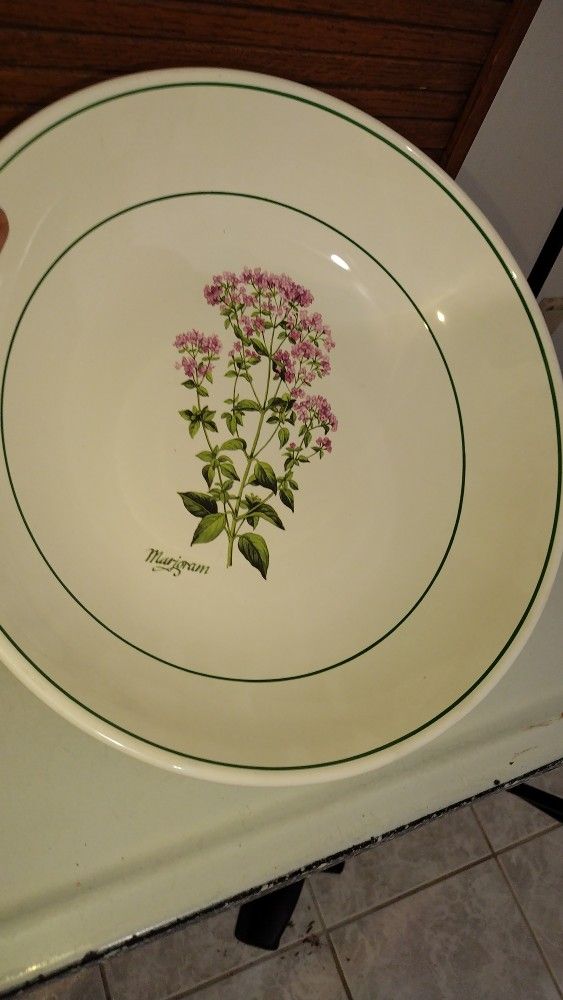CERTIFIED INTERNATIONAL LG 12.5" PASTA SERVING BOWL HERB GARDEN PATTERN MARJORAM