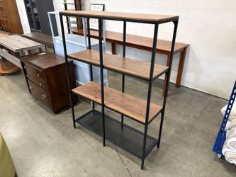 Industrial Style Brown 4-Tier Open Back Bookshelf