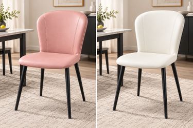 Modern 5-Piece Dining Table Set – 1 Table + 4 Pink Upholstered Chairs
