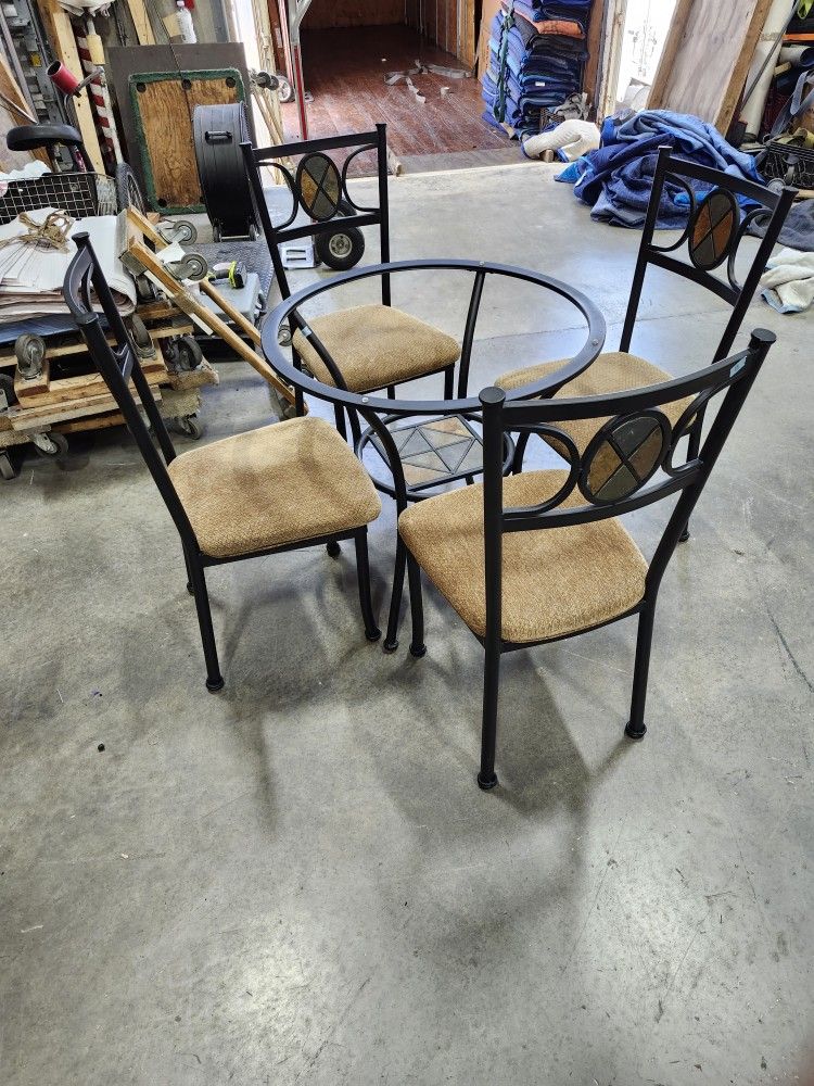 Glass Top Table And 4 Chairs