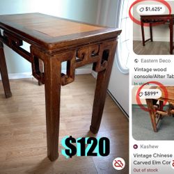 $120 Antique Vintage solid Wood Console Table 37” by 32” by 19” in great condition