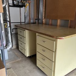 Three Piece Wood, Work station With Two Storage Cabinets