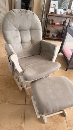 Shermag Nursery Glider Rocking Chair with Ottoman – White & Gray