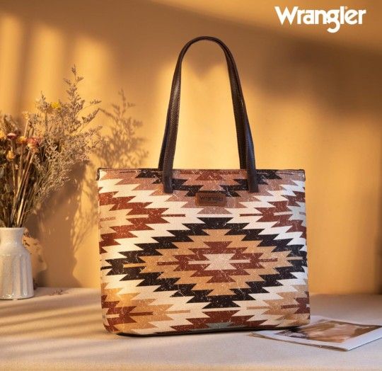 NEW Wrangler Tote Purse Bag Aztec Canvas Shoulder Bags

