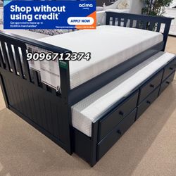 Twin Twin Size Cappuccino Daybed W Ortho Mattress 
