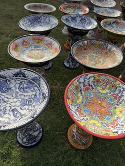 Mexican Talavera Birdbaths Décor, Pottery , Clay Pots.