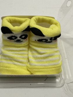 Booties for a Reborn Doll. Yellow And White Panda Style Booties