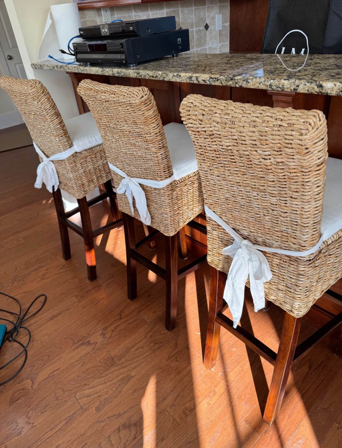 Four hands banana leaf bar stools (3)