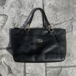 Coach Colette Mini Ellis Bag in Black Pebbled Leather with Gold Accents