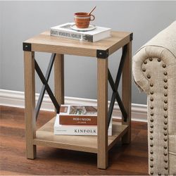 Brand New Rustic Natural Wood Finish End Table If1341