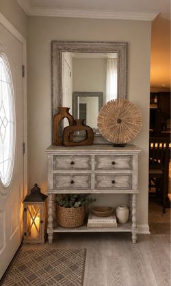 Farmhouse console table and mirror