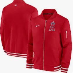 Men's Los Angeles Angels Nike Red Authentic Collection Full-Zip Bomber Jacket