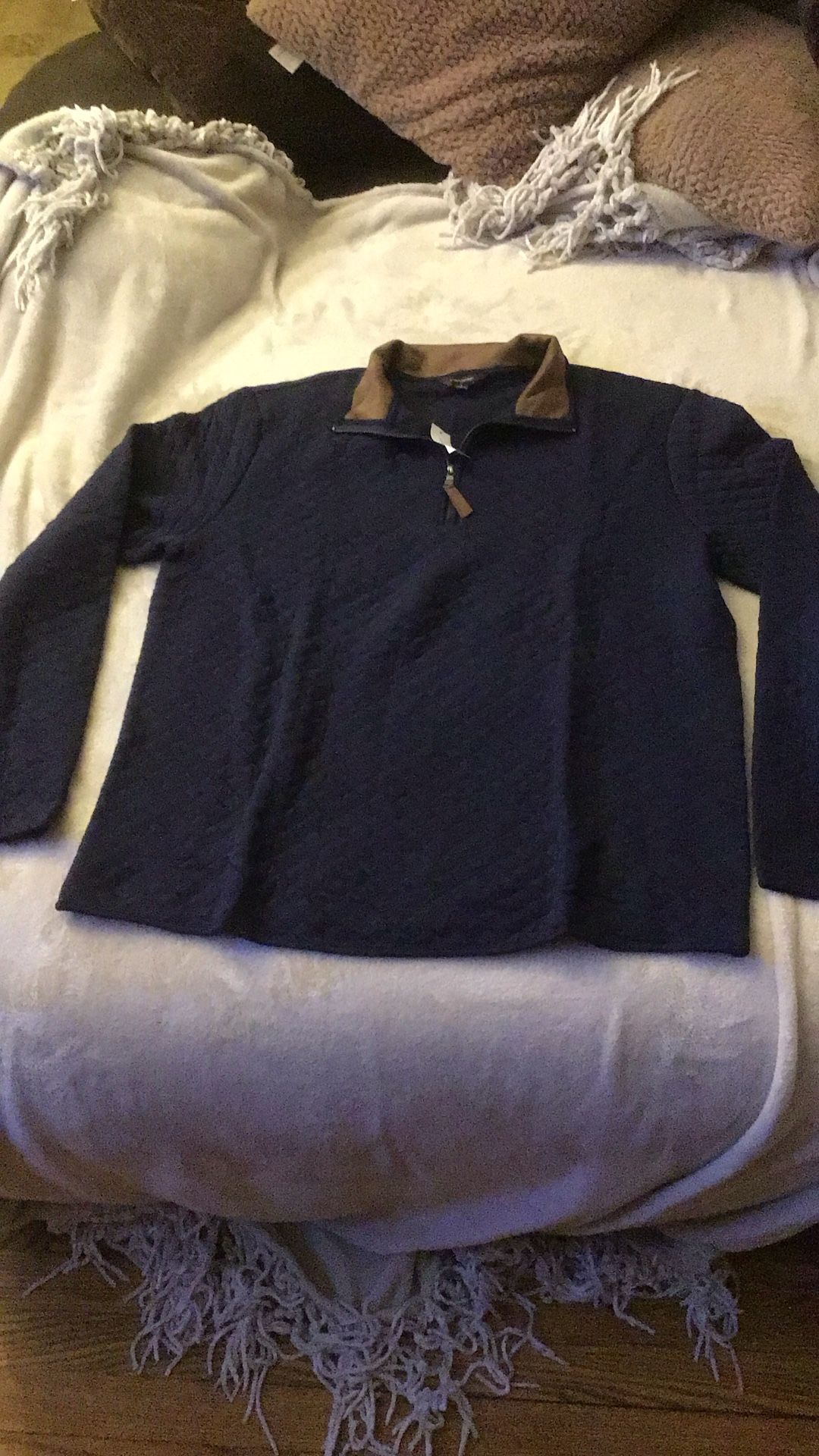 New With Tags.. Blue Quilted Quarter Zip Top Size Large