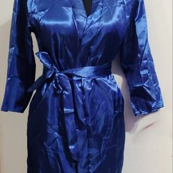 Small Blue Women Soft Robe-polyester And Cotton